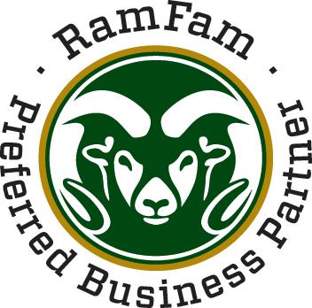 CSU logo with writing that reds "RamFam Preferred Business Partner"